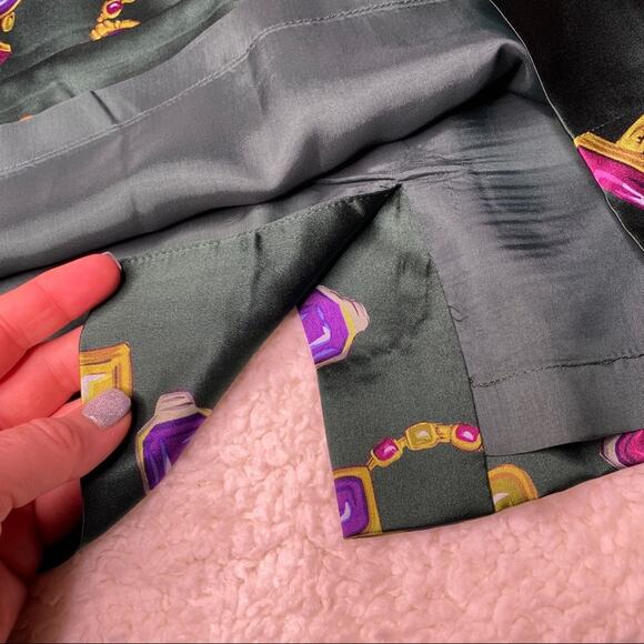 Dana Buchman Green Silk Gem Pattern Dress 4 - Picture 8 of 9